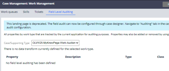 History writes and field level auditing in Pega